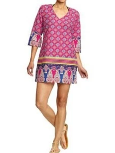 Old Navy Damen mehrfarbig geometrisches Boho Baumwolle Etuikleid Minikleid Größe Large - Bild 1 von 8