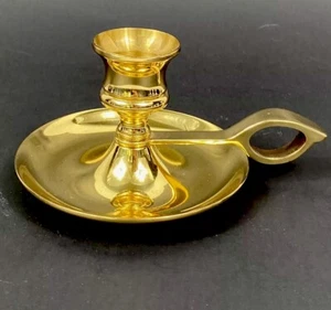 Copper Craft  Brass Chamberstick Taper Candlestick Holder Made In India - Picture 1 of 5
