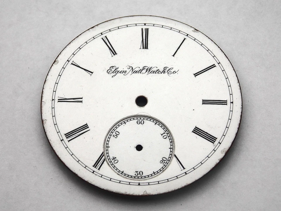 Reloj Elgin Natl Watch Co 43 mm esfera para relojes de bolsillo vintage blanco nuevo antiguo Stk Foto 1 de 1