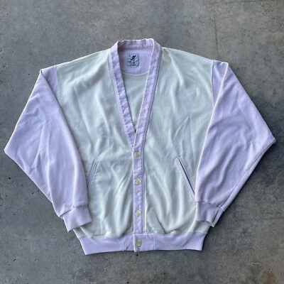 Vtg 80s Guess Men’s California Jeans Sweater Cardigan Two Tone LG USA Made - Image 1 of 4