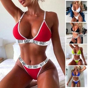 Mujeres Sexy Micro Tanga Bikini Sujetador Conjunto Prendas para el torso Tanga Lencería Ropa Interior Trajes de baño - Imagen 1 de 12