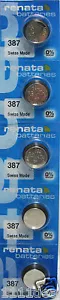 Renata 387S Coin Cell Silver Oxide With Spacer Ring Batteries 5 Pcs - Picture 1 of 1