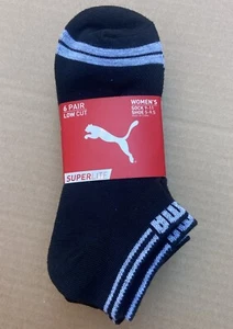 Puma Women's 6 Pack SuperLite Low Cut Socks Black/Grey, Sock Size 9-11  - Picture 1 of 4