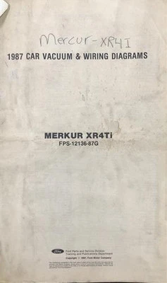 Diagrama De Cableado Plegable Mercury Merkur XR4Ti 1987 Esquema Eléctrico OEM - Imagen 1 de 3