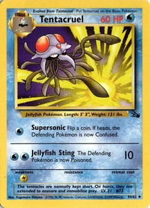 Pokémon Tentacruel Fossil Unlimited 44/62 Uncommon Light Play LP Card Scan Vinta - Picture 1 of 2
