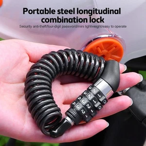 Waterproof PVC Coated Lock Chain for Motorcycle Helmet 4 Digit Password - Picture 1 of 12