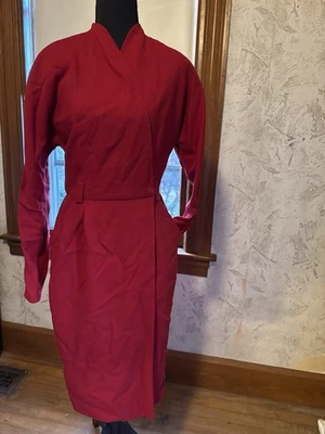 Dana Buchman Red 100% Wool Long Sleeve Dress Size:6 - Image 1 of 4