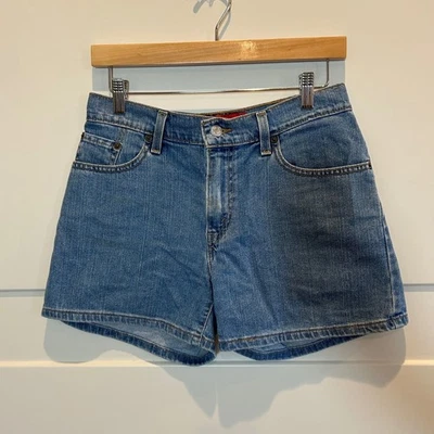 Pantalones cortos de mezclilla de tiro bajo Levi Strauss & Co para mujer talla 5 JR azul mezcla de algodón Foto 1 de 4