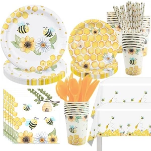 Bee Tableware - Bumble Bee Themed Party Supplies Include Plates, Cup, Napkin,... - Picture 1 of 6