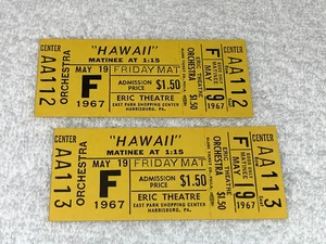 HAWAII 2 UNUSED 1967 MOVIE TICKETS Julie Andrews Max Von Sydow Richard Harris US - Picture 1 of 5