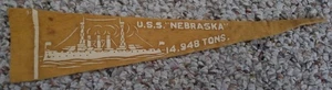 Banderín de fieltro premium Primera Guerra Mundial EE. UU. NEBRASKA ACORAZADO BB-14 Holsum Bread Marina de los Estados Unidos Primera Guerra Mundial - Imagen 1 de 2