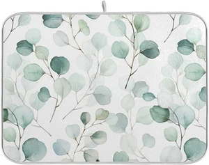 Green Leaves Dish Drying Mat 18x24 for Kitchen Counter 18x24(in)x1, Leaf  - Picture 1 of 7