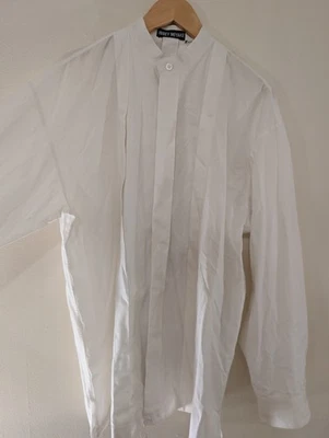 Issey Miyake Mandarin Shanghai Collar White Button Down Shirt Medium - Imagem 1 de 4