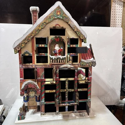 Costco Christmas Santa Advent Calendar 24 Doors Santa Wood Victorian House  - Image 1 of 3