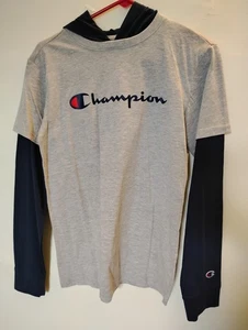 Camisa Champion gris azul para mujer con capucha grande - Imagen 1 de 5