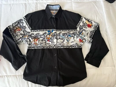 Camisa Vintage 1993 Looney Tunes Western, Taz Coyote Tamanho Pequeno Retrô Por Karman - Imagem 1 de 4