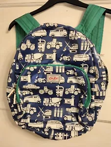 Cath Kidston Cath Kids Blue Backpack Diggers Trucks Tractors Vehicles PVC - Picture 1 of 13