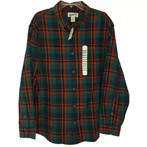 Duluth Trading Free Swingin Flannel Shirt XL Relaxed Fit Plaid NWT Green Orange - Picture 1 of 11