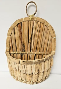 Vintage handgewebter Maiskolben/Dreschmuske Volkskunst Korb - Bild 1 von 2