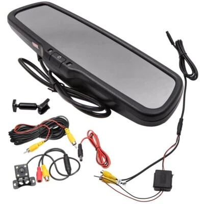 Car Rear View 4.3" LCD OEM Mirror Monitor with Backup Camera Parking Reverse Kit - image 1 of 4