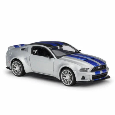 1/24 Ford Mustang Model Car Diecast Street Racer Toy Cars Metal Vehicles Silver - Image 1 of 4