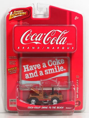 Johnny Lightning R1 Coca-Cola Drive to the Beach 1966 Jeep CJ-5 Diecast 1:64 - Image 1 of 4