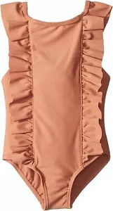 HUXBABY Girls 236573 Frill Teracotta One Piece Swimsuit Size 4 - Picture 1 of 2