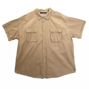 Sean John Shirt Adult 5XB 5X Big Khaki Casual Casual Streetwear Button Up Camp - Picture 1 of 19