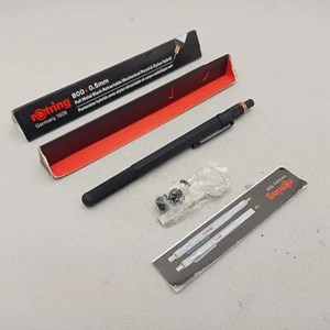 ROTRING 800 METAL BLACK RETRACTABLE MECHANICAL PENCIL 0.5MM & STYLUS HYBRID NEW - Picture 1 of 7