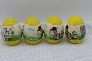 Lotto 4 uova di plastica Disney Toy Story Jumbo 40 adesivi nuovi sigillati - Foto 1 di 5