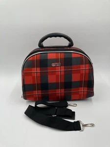 Dejuno Plaid Cosmetic Bag Large w/ Shoulder Strap - Picture 1 of 6