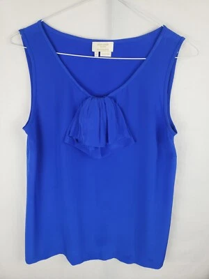 Рубашка без рукавов Kate Spade New York Royal Blue 100% шелк с акцентом Bell размер XS - Изображение 1 из 4