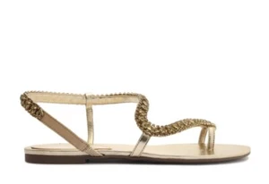 SCHUTZ Courtney Snake Rhinestone Gold Sandals Flats Sz 7.5 - Picture 1 of 8