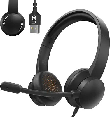 Headset with Microphone for PC, USB Headset with Noise Cancelling Microphone - Image 1 of 4