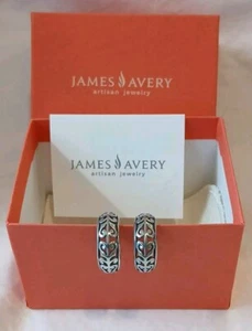 Retired James Avery Adoree Hoop Heart Scroll Earrings RARE DESIGN! Box, Bag Card - Picture 1 of 8