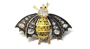 Antik Vintage Rosenschliff Diamant 18K Gold Biene Anstecknadel Broschen Alt Viktorianisch Schmuck - Bild 1 von 2