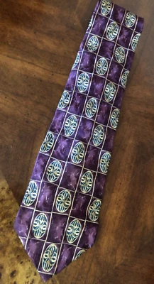 Last Chance, corbata vintage para hombre.  Barrington seda púrpura/oro Foto 1 de 4