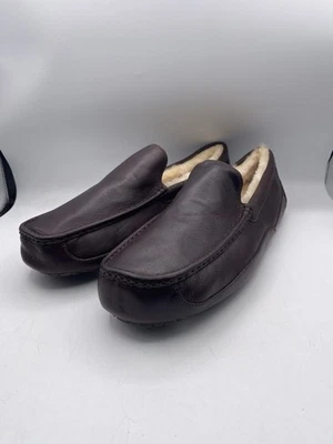 UGG Zapatos China Té Marrón Ascot Cuero Piel de Oveja Zapatillas Mocasines Hombres EE. UU. Talla 17 Foto 1 de 4