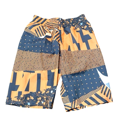 Nike Swim Trunks Boys Extra Large Orange Gray Geometric Board Shorts - Image 1 of 2