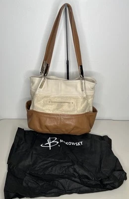 B. MAKOWSKY Tri-Color Brown Leather Satchel Shoulder Bag w/ Dust Bag - Image 1 of 4