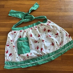 Vintage Weihnachten Santa Gesicht halbe Schürze Baumwolle Krawatte Plätzchen Backen MCM Handarbeit LESEN - Bild 1 von 13