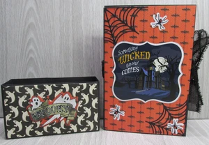 Handgefertigtes vorgefertigtes Halloween Akkordeon Sammelalbum Fotoalbum mit Vitrine 25+ Bilder - Bild 1 von 16
