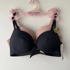 Juicy Couture Reggiseni Sexy Push Up Dettaglio Capezzolo Taupe e Nero 2 Reggiseni 34 B Set - Foto 1 di 4