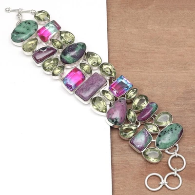 Ruby Zoisite Lemon Topaz Gemstone Women's Jewelry Bracelets 7-8 '' - Image 1 of 4