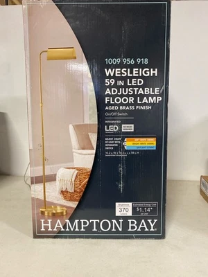 Lâmpada de assoalho Wesleigh 59" LED em latão envelhecido com dimmer e abajur de latão 3 CCT - Imagem 1 de 2