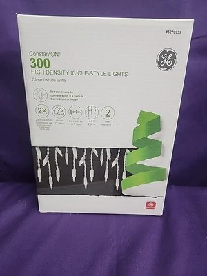 GE ConstantOn 300 High Density Icicle Style Christmas Clear on White wire Lights - Image 1 of 4