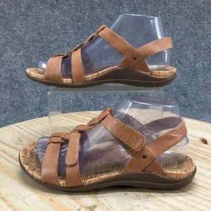 Abeo Sandals Womens 7.5 Narrow Bea Braided T-Strap Brown Leather Comfort Flats - Picture 1 of 16