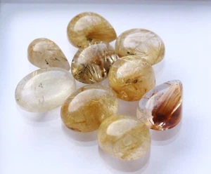 Rutile Gemstone Natural Black Rutile Smooth Polished Loose Cabs 10To14MM Ct39.20 - Picture 1 of 6