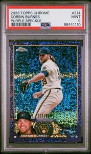 2023 Topps Chrome #214 Corbin Burnes Purple Speckle /299 PSA 9 - Picture 1 of 2