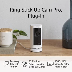 Ring Stick Up Cam Pro Plug-In | Two-Way Talk with Audio+3D Motion Detection New - Picture 1 of 2